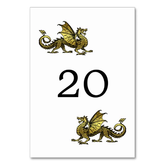 Gold Dragon Wedding Table Card Tischnummer (Rückseite)