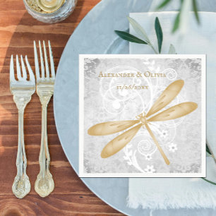 Gold Dragonfly Brautparty Napkin Serviette