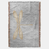 Gold Dragonfly Damask Decke (Vorderseite Vertikal)