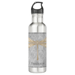 Gold Dragonfly Damask Edelstahlflasche