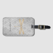 Gold Dragonfly Damask Gepäckanhänger (Vorderseite (Horizontal))