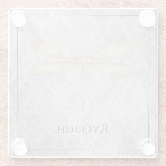 Gold Dragonfly Damask Glasuntersetzer (Rückseite)