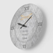 Gold Dragonfly Damask Große Wanduhr (Winkel)