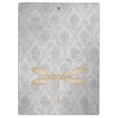 Gold Dragonfly Damask Klemmbrett (Rückseite)