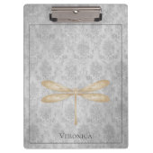 Gold Dragonfly Damask Klemmbrett (Vorderseite)