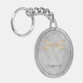 Gold Dragonfly Damask Schlüsselanhänger (Vorderseite links)