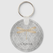 Gold Dragonfly Damask Schlüsselanhänger (Vorderseite)