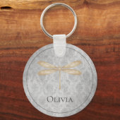 Gold Dragonfly Damask Schlüsselanhänger (Vorderseite)