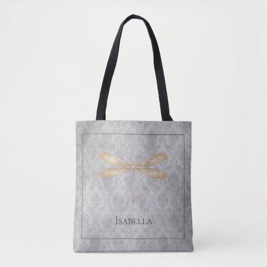 Gold Dragonfly Damask Tasche (Vorderseite)