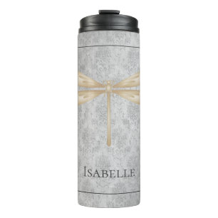Gold Dragonfly Damask Thermosbecher