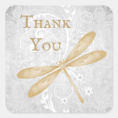 Gold Dragonfly Danke Stickers (Vorderseite)