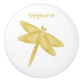 Gold Dragonfly Design Personalised Keramikknauf (Vorderseite)
