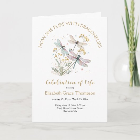 Gold Dragonfly-Feier zum lebenslangen Beerdigungsp Programm (Vorderseite)