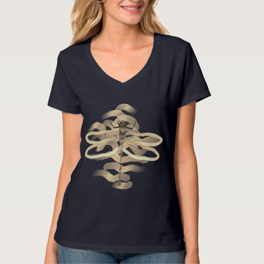 Gold Dragonfly-Malerei T-Shirt (Vorderseite)