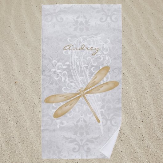 Gold Dragonfly Personalisiert Beach Handtuch