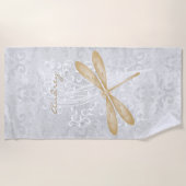 Gold Dragonfly Personalisiert Beach Handtuch (Vorderseite)
