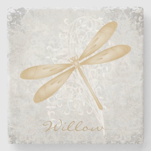 Gold Dragonfly Personalisiert Stone Untersetzer (Vorderseite)