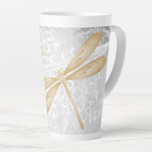 Gold Dragonfly Personalisierte Latte Tasse (Rechte Ecke)