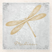 Gold Dragonfly Personalisierter Untersetzer (Vorderseite)