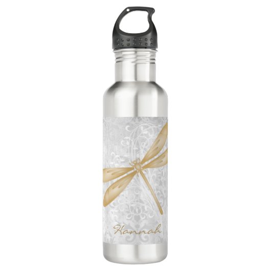 Gold Dragonfly Personalisiertes Edelstahlwasser Edelstahlflasche (Vorderseite)