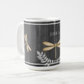 Gold Dragonfly Rustikale Personalisierte Kaffee Ta Kaffeetasse (Vorderseite Links)