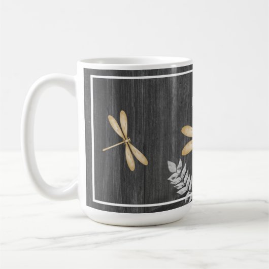 Gold Dragonfly Rustikale Personalisierte Kaffee Ta Kaffeetasse (Links)