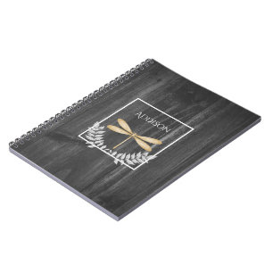 Gold Dragonfly Rustikales Personalisiertes Noteboo Notizblock