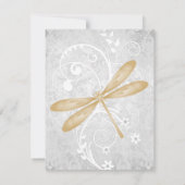 Gold Dragonfly Wedding RSVP Card Karte (Rückseite)