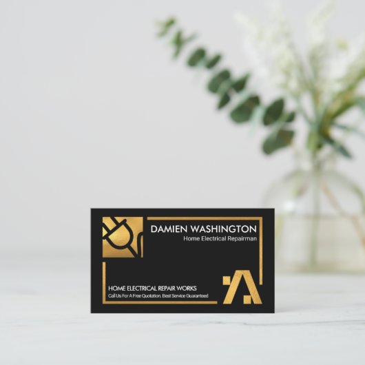Gold-Draht-Rahmen Black Electrical Engineering Visitenkarte (Stehend Vorderseite)