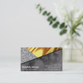 Gold Drapery Black Marble Eleganter Spitzenfarbblo Visitenkarte (Stehend Vorderseite)