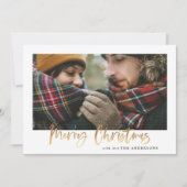 Gold-Drehbuch frohe Weihnachten Senf Tartan 1 Foto (Vorderseite)