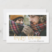 Gold-Drehbuch frohe Weihnachten Senf Tartan 1 Foto (Vorderseite)