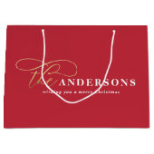 Gold Drehbuch Rot moderne minimale rustikale Weihn Große Geschenktüte (Vorderseite)