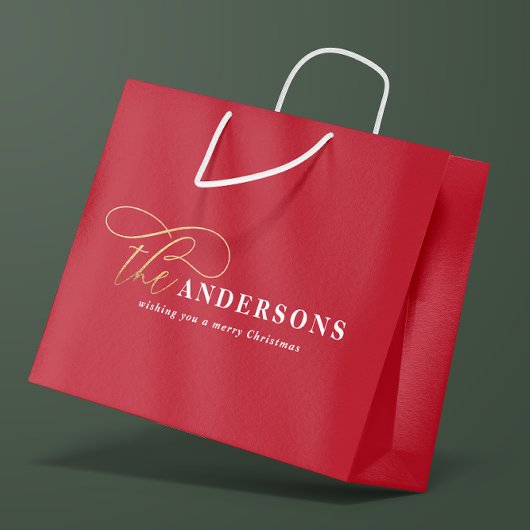 Gold Drehbuch Rot moderne minimale rustikale Weihn Große Geschenktüte