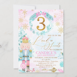 Gold Drei Länder Nutcracker zum Geburtstag von Süß Einladung