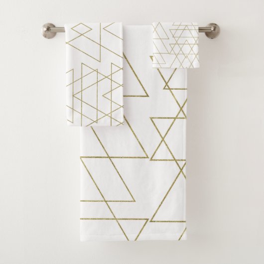 Gold Dreiecke Chic White Modern Glamour Badhandtuch Set (Insitu)