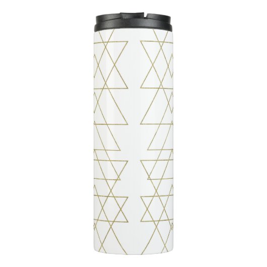 Gold Dreiecke Chic White Modern Glamour Thermosbecher (Rückseite)