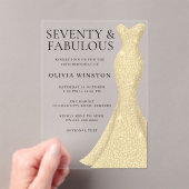 Gold Dress 70 & Fabulous 70. Geburtstag Acryleinladungen (Insitu (Handheld))