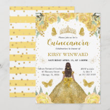 Gold Dress Dark Skin Princess Quinceanera