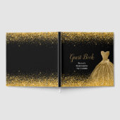 Gold Dress Faux Glitter Quinceanera Gästebuch (Voll)