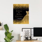 Gold Dress Faux Glitter Quinceanera Welcome Poster (Heimbüro)