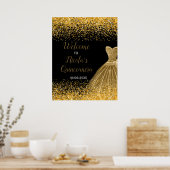 Gold Dress Faux Glitter Quinceanera Welcome Poster (Küche)