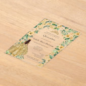 Gold Dress Floral Elegante Formal Quinceanera Acryleinladungen (Ablage )