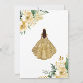 Gold Dress Floral Elegante Formal Quinceanera Einladung (Rückseite)