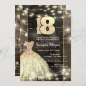 Gold Dress String Lights 18. Geburtstag Einladung (Vorne/Hinten)
