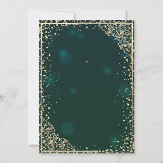 Gold Dress Tiara, Diamonds, Blumenquinceañera Einladung (Rückseite)