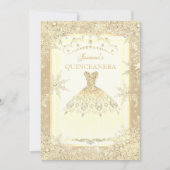 Gold Dress Tiara Winter Wonderland Quinceanera Einladung (Vorderseite)