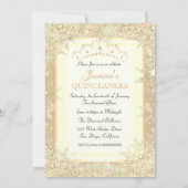 Gold Dress Tiara Winter Wonderland Quinceanera Einladung (Rückseite)