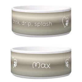 Gold 'drink drip splash' Dog Name Bowl Napf