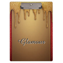 Gold Dripping Glitter Frame On Red Sparkle Backgro